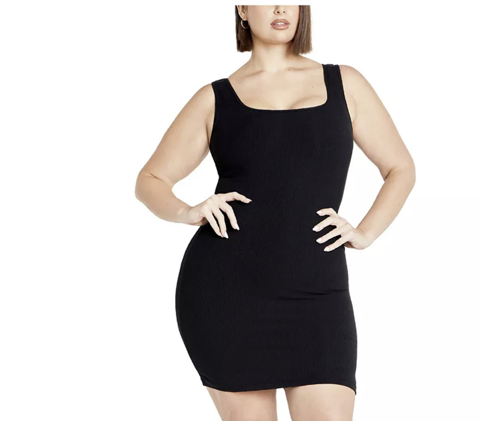 City Chic Dress Black Bodycon Shaper Tank Ribbed Slimming Shapewear Size 18 New